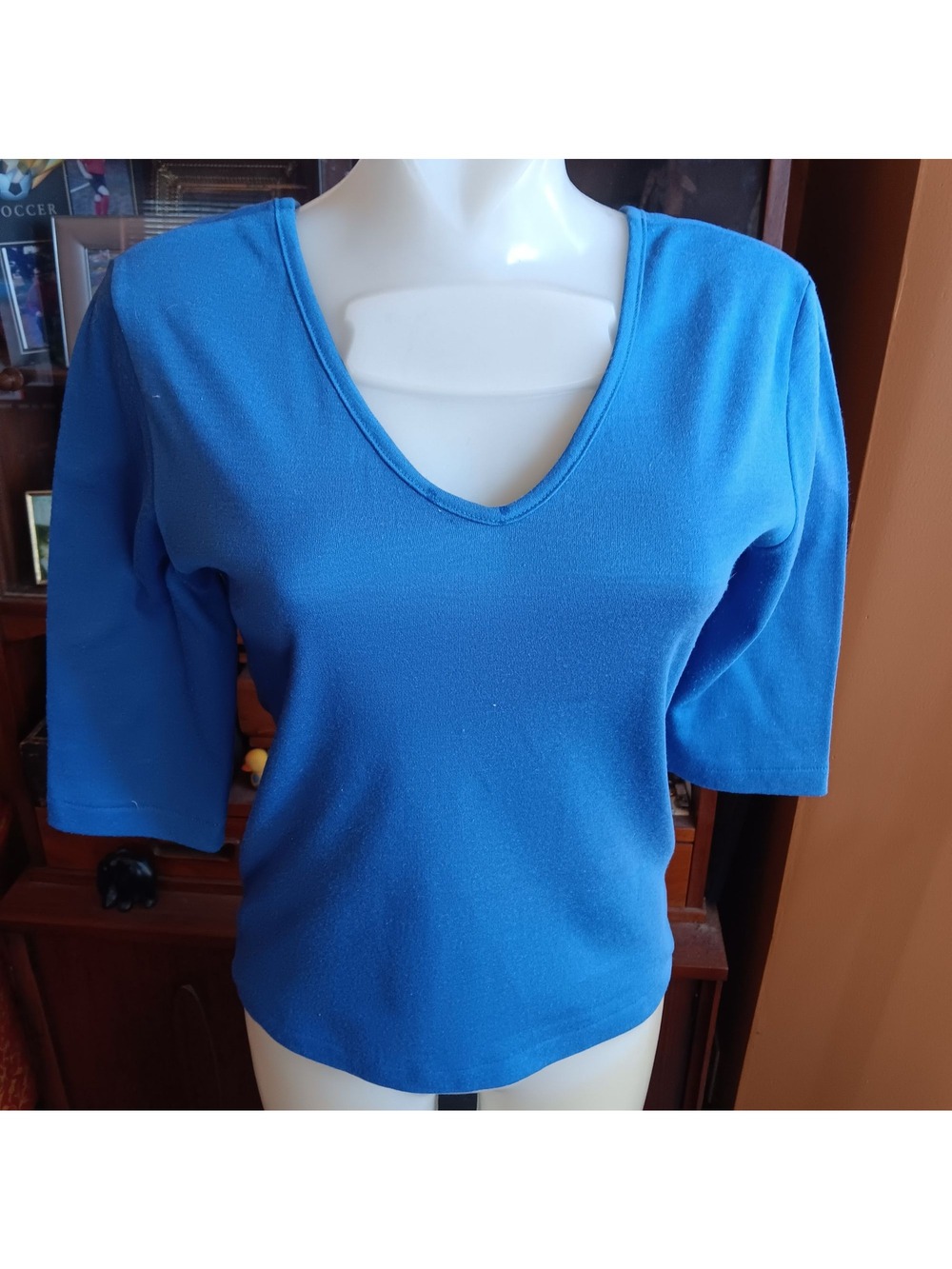 True Vintage T-shirt Top Medium V-Neck 3/4 Sleeve Single Stitch 1980's Mom
